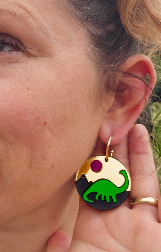 Jurassic Moonrise Earrings - Morti's Fun Club