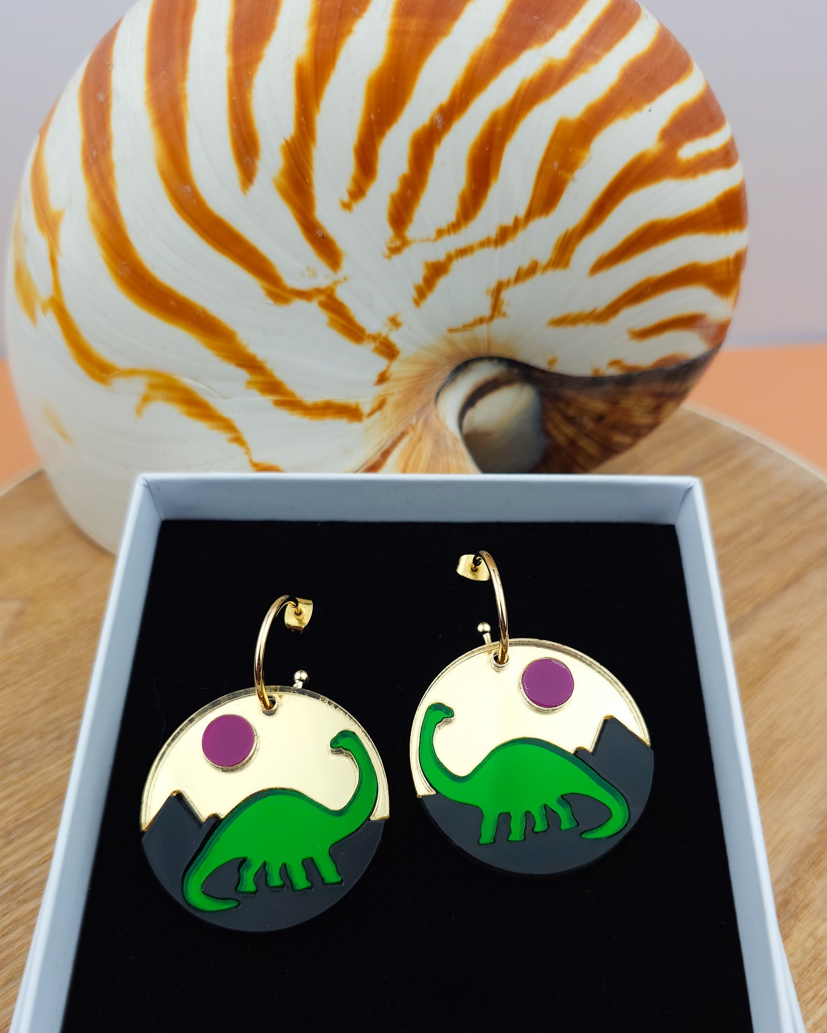 Jurassic Moonrise Earrings - Morti's Fun Club